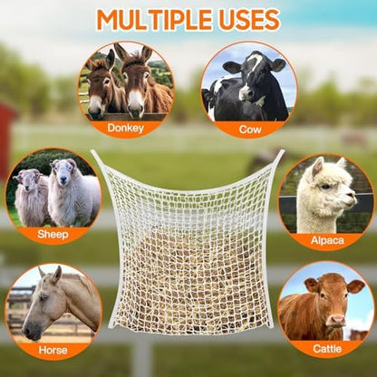 Slow Feed Hay Net, 2 PCS Large Capacity Hay Bags for Horses, Easy-to-Hang