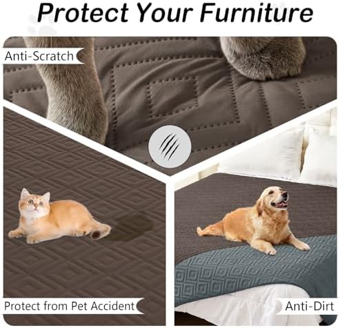 hyha Waterproof Reversible Dog Blanket, Pet Blanket for Sofa Couch