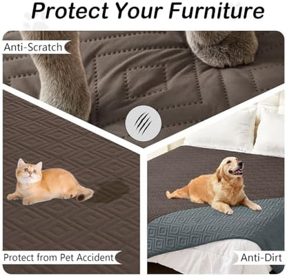 hyha Waterproof Reversible Dog Blanket, Pet Blanket for Sofa Couch