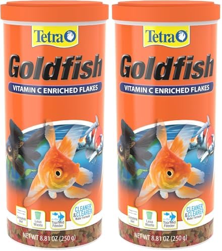 Tetra Goldfish Vitamin C Enriched Flakes Nutritionally Balanced Diet for Goldfish and Small Koi, 8.81 Ounces (250 Grams) (Pack of 2)