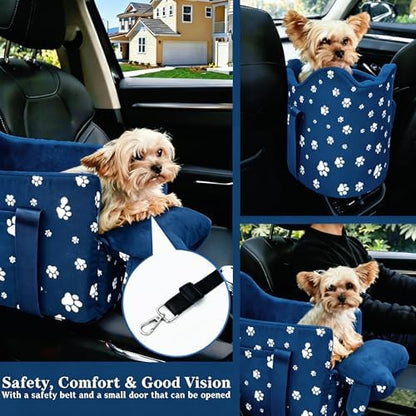 Dog Car Seat for Small Dogs 5-15 lbs, Navy Blue
