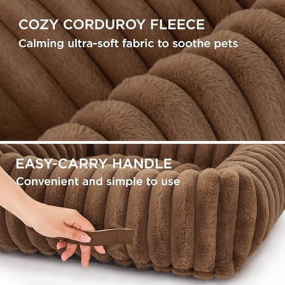 Bedsure ComfyFleece™ Cute Dog Bed Medium Large Size Dog，30in Camel Brown