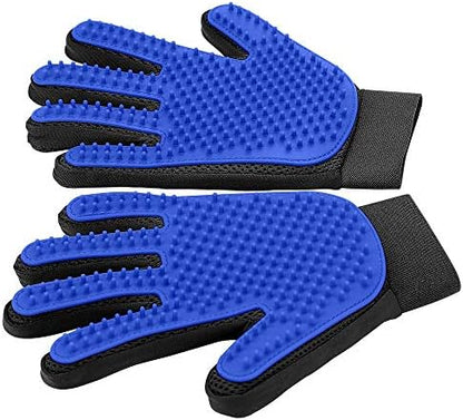 Pet Hair Removal Glove with 255 Silicone Tips for Dogs & Cats, 1 Pair Blue