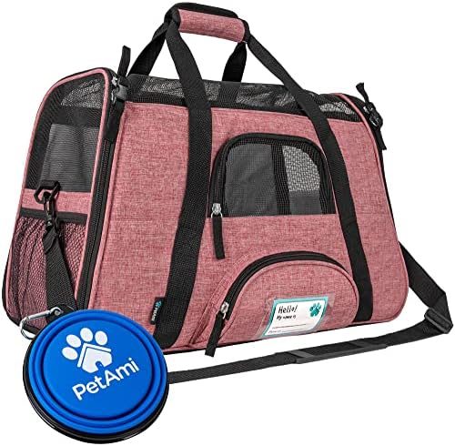 PetAmi Airline Approved Pet Carrier Cat Small Dogs, Small Heather White Red