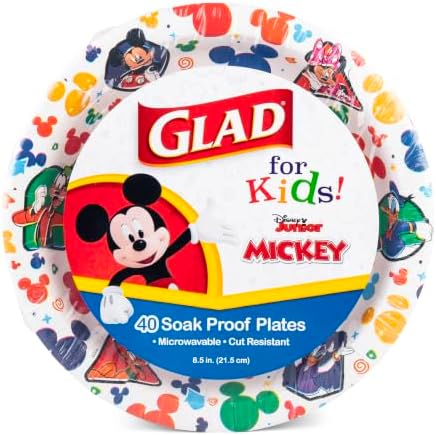 Glad for Kids Disney Mickey and Friends Paper Plates, 8.5 in, 40 Ct, 8-Pack