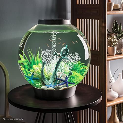 biOrb Classic 60 Acrylic 16-Gallon Aquarium with White LED Lights Modern Tank for Tabletop Display, Silver