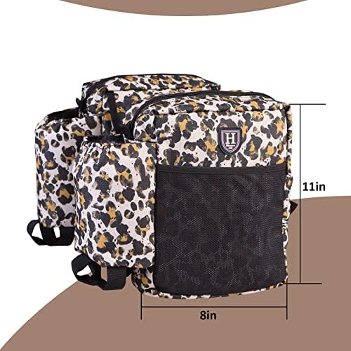 Harrison Howard Equestrian Western Saddle Bag Nylon Water Bottle/Gear Carrier Convenient Saddle Bag Classic Leopard