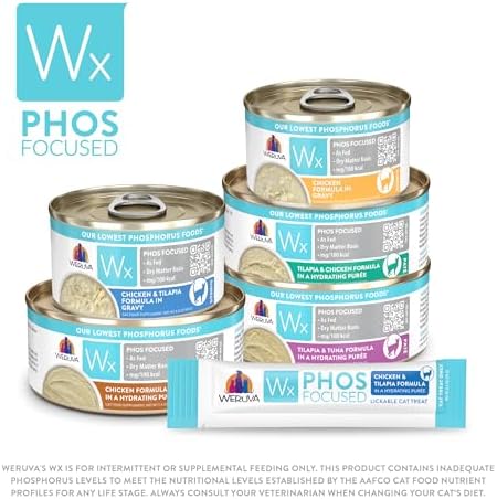 Weruva Wx Phos Focused, Tuna Formula Lickable Cat Treats, 0.5oz Tube, Pack of 5