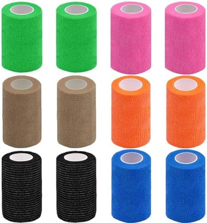 Self Adhesive Bandage Wrap, 3 Inches, 12 Pack