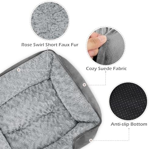 INVENHO Small Dog Bed Rectangle Washable Orthopedic Soft Calming Sleeping Durable Pet Cuddler with Anti-Slip Bottom