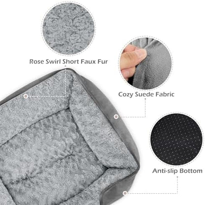 INVENHO Small Dog Bed Rectangle Washable Orthopedic Soft Calming Sleeping Durable Pet Cuddler with Anti-Slip Bottom
