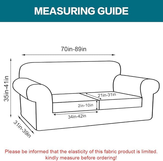 Turquoize 3 Piece Sofa Covers for 2 Cushion Couch Sofa Slipcover Soft Couch Cover for Dogs-Washable Sofa Furniture Covers with 2 Individual Cushion Covers (2 Cushion Sofa,Biscotti Beige)