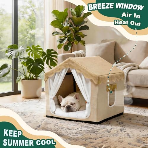Boho Dog House Indoor, Soft Cozy Dog Cave for Cat & Small Dogs