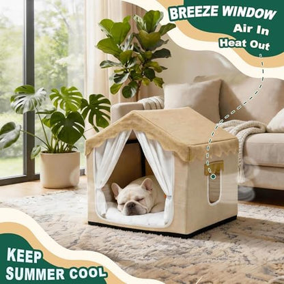 Boho Dog House Indoor, Soft Cozy Dog Cave for Cat & Small Dogs