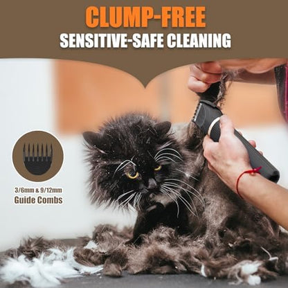 Cat Grooming Clippers Kit with Paw Trimmer, 3 in 1 Electric Pet Hair Trimmer Supplies for Thick Matted Hair, Heavy Coat Butt Shaver Cat Razor Fur Trimmer for Dogs at Home (Black)