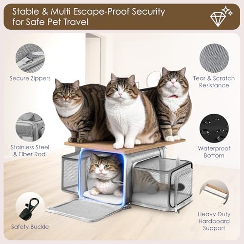 Top and 2 Sides Expandable Pet Carrier 17x11x9.5 TSA Airline Approved