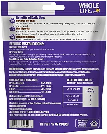 Whole Life Pet Healthy Skin Daily Supplement for Dogs – Omegas, Probiotics, Prebiotics, Antioxidants. Skin, Anti-Itch, Allergies. Mixes in Food or with Water for Hydrating Snack (Pack of 2)