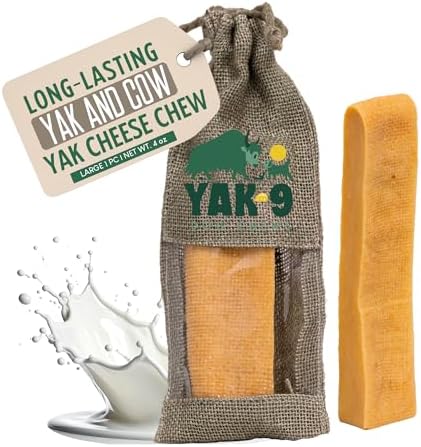 Yak9 Yak Cheese Himalayan Dog Chew | High Protein, Non Rawhide Dog Chews Long Lasting | Non GMO, Gluten Free, Grain Free | Large Cow & Yak Milk Dog Chew,1 PC