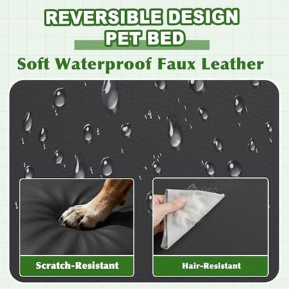 XXXL Dog Bed Waterproof Washable Wipeable Leather Large Crate d 54" Black