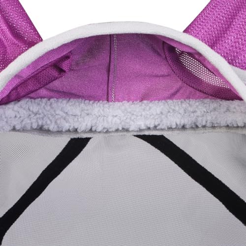 Harrison Howard CareMaster Pro Luminous Horse Fly Mask Large Eye Space Standard with Ears UV Protection for Horse Dark Magenta Full Size