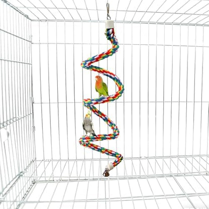 79'' Bird Perch,Bird Rope Perch & Birds Swing Set,Bird perches for cage,Rope Perch for Conures,Parrots,Cockatiel,Lovebird,Budgerigar,Parakeet perches for cage