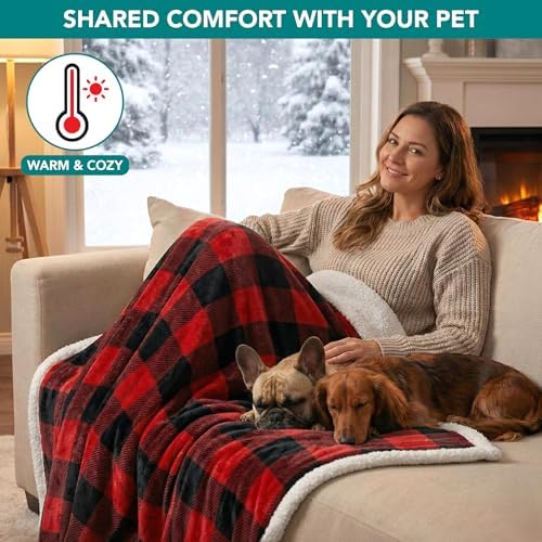 PetAmi Waterproof Dog Blanket for Small Dog Puppy Cat, 29x40, Black Red
