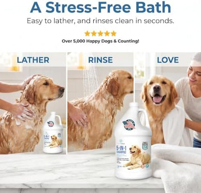 Gallon Bottle - 5 in 1 Dog Shampoo - Groomers Choice - Made in The USA