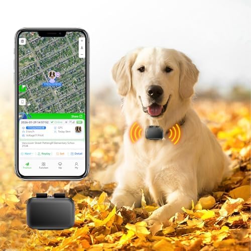 GPS Tracker for Dogs, 4G Waterproof Pet Tracker with Real-Time GPS Tracking, Virtual Fence & Location History, Subscription Required