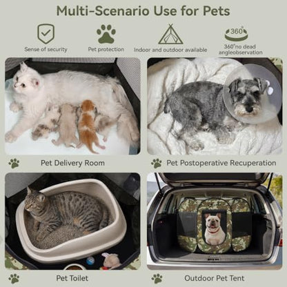Siedihit Dog Cat Puppy Pet Playpen,Crate Tent Cage(Green Camo, Medium)