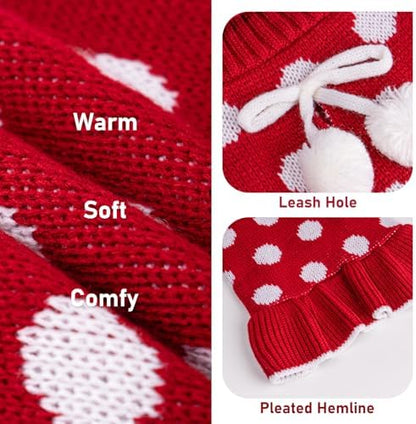 KYEESE Dog Sweater Dress for Small Dogs Turtleneck Thick Knit Pullover