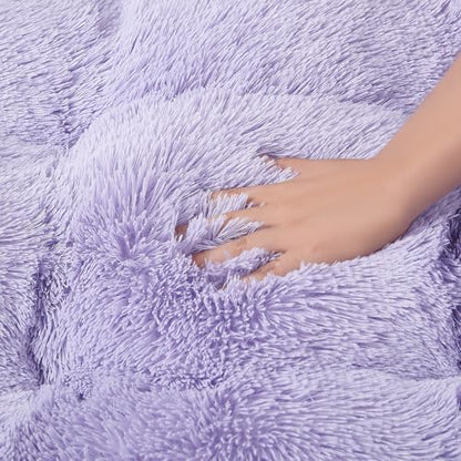 EHEYCIGA Fluffy Dog Crate Bed for Medium Dogs, Plush Crate Pad, Purple
