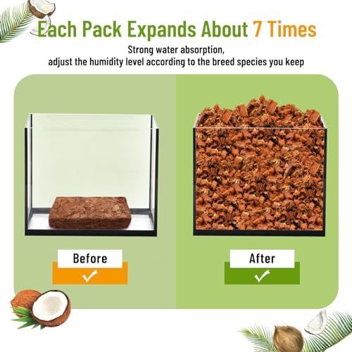 Riare 2Pack Coconut Husk Chip for Reptiles, 2.2 LB Coconut Fiber Substrate