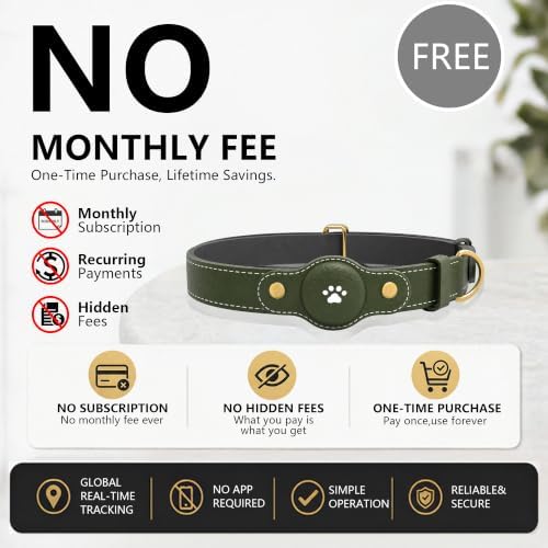 GPS Tracker for Dogs – Smart Dog Collar & Pet Tracker with Real-Time Location, No Monthly Fee, Unlimited Range (iOS & Android) – Fits Small to Large Dogs(Locator Included)