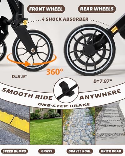 HITTITE Pet Stroller with Weatherproof Cover, All-Terrain 4-Wheel Cat & Dog Stroller with Adjustable Canopy, Foldable Dog Strollers with Storage Basket for Small to Medium Dogs Up to 55 lbs.