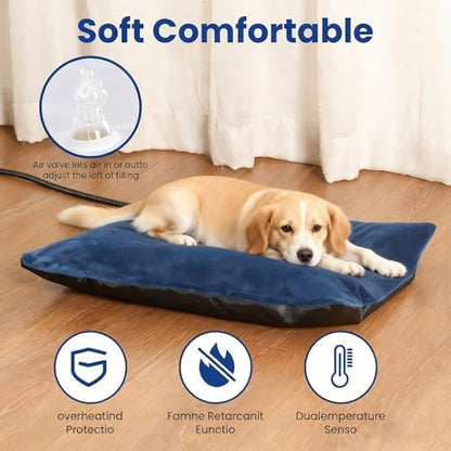 MARUNDA Outdoor Pet Heating Pad for Dogs & Cats - 100% Waterproof Outdoor Heated Cat Bed with Double Built-in AutoThermostat - Heated Pet Bed for Outside Animals (28" x 16" (L), Blue)