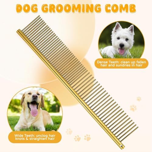 Dream Reach Dog Grooming Scissors - 7'' Curved Dog Shears Set with Ergonomic Handle, Professional Sharp Trimming Curved Scissors and Comb for Pet