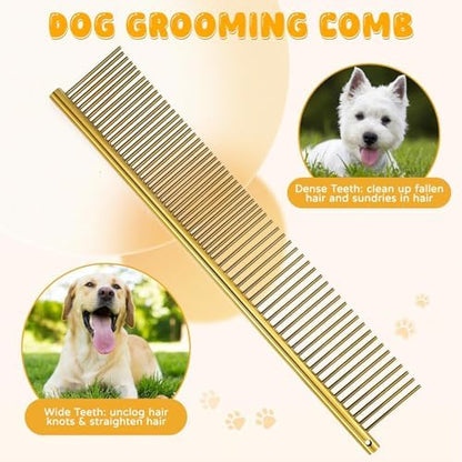 Dream Reach Dog Grooming Scissors - 7'' Curved Dog Shears Set with Ergonomic Handle, Professional Sharp Trimming Curved Scissors and Comb for Pet