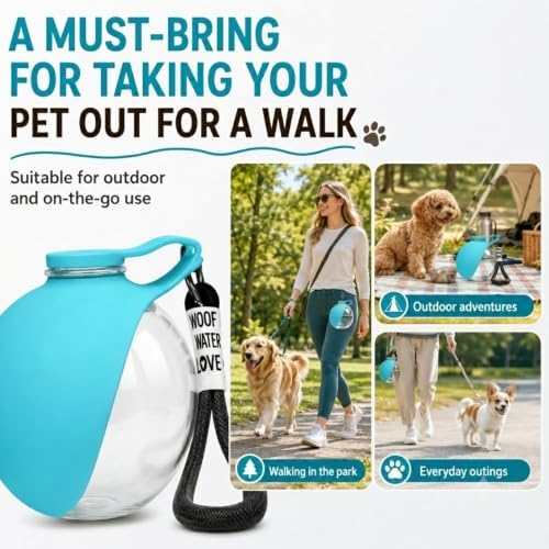 Portable Dog Water Bottle Pet Travel Water Bowl Dog Water Bottle (Blue, 01)