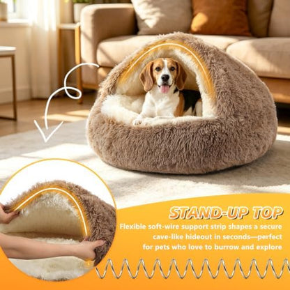 NOYAL Hooded Donut Bed, Calming Cave for Cats & Small Dogs