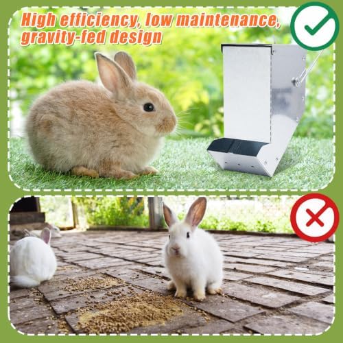 Maxcheck 2 Pcs Rabbit Feeder for Cages, 3.2 Inches, Mesh Bottom, Silver