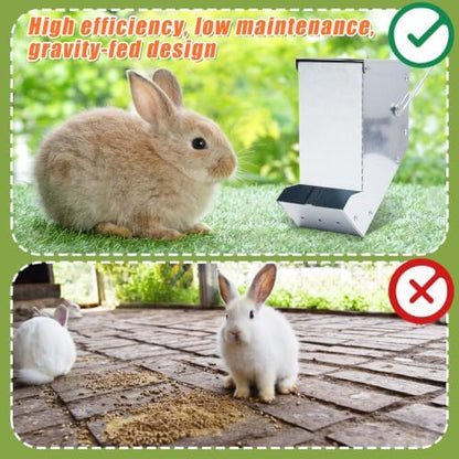 Maxcheck 2 Pcs Rabbit Feeder for Cages, 3.2 Inches, Mesh Bottom, Silver