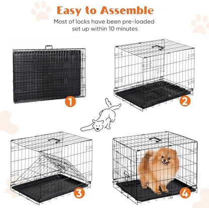 Sweetcrispy Dog Crate, 18 Inch Small Dog Cage, Foldable Puppy Pet Kennel