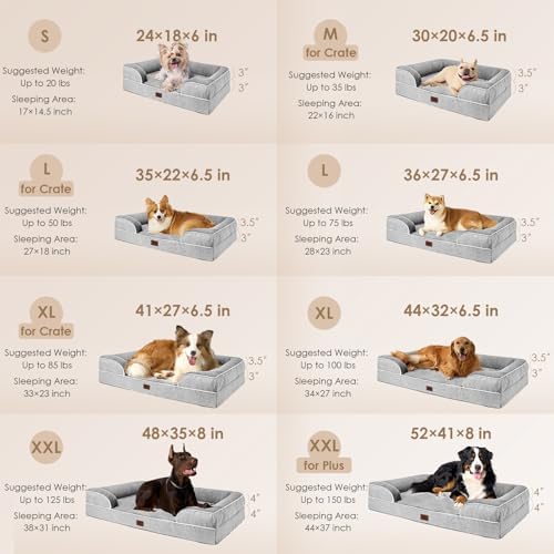 EHEYCIGA Orthopedic Small Dog Bed, Waterproof Memory Foam Washable Pet Beds