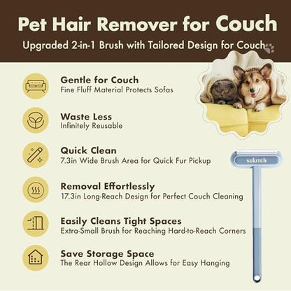 Dog & Cat Hair Remover for Couch, Reusable Lint Brush for Furniture