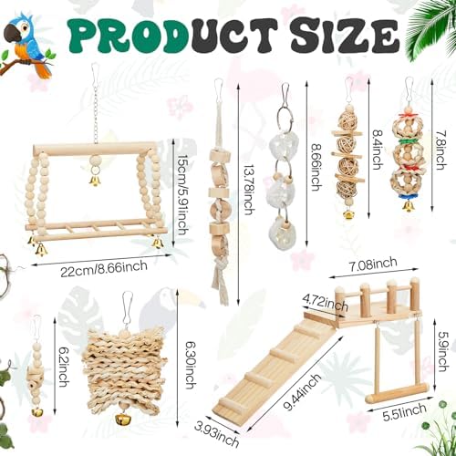 10 Pcs Bird Parrot Toys Set with Swing Platform Ladder Perches
