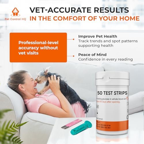 50 Test Strips for Pet Control HQ Glucose Monitor - Accurate Diabetes Testing for Dogs & Cats (Compatible with Pet Control HQ Glucose Monitoring)