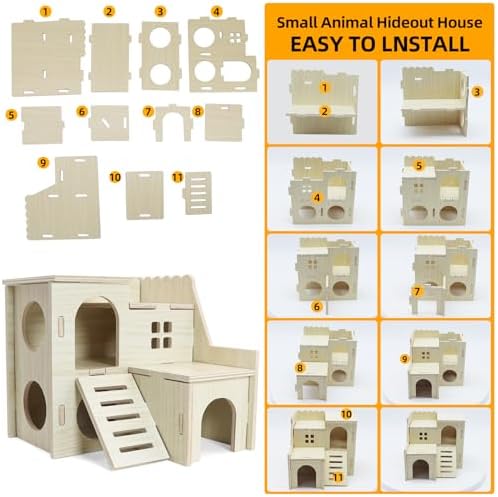 Hamster Hideout Tiny Maze Wood House with Slide (Pygmy Rats Only)