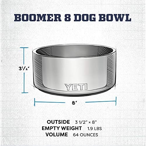 YETI Boomer 8, Stainless Steel, Non-Slip Dog Bowl, Holds 64 Ounces