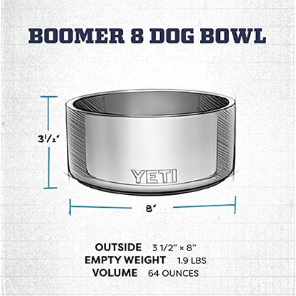 YETI Boomer 8, Stainless Steel, Non-Slip Dog Bowl, Holds 64 Ounces