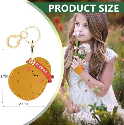 BORKUANA PU Leather Keychain Holder Protective Case Compatible with AirTag
